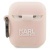 Karl Lagerfeld KLA2RUNCHP AirPods 1/2 dėklas rožinės spalvos Silicone Choupette Head 3D