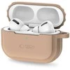 Dėklas Apple AirPods Pro 1/2 Tech-Protect silikoninis Rope Cafe Latte kreminis
