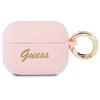 Guess GUAPSSSI AirPods Pro dėklas rožinės spalvos silikoninis Vintage Script