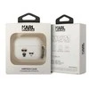 Dėklas Karl Lagerfeld KLACAPSILKCW AirPods Proc over baltos spalvos Silicone Karl & Choupette