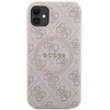 Apple iPhone 11 Guess dėklas 4G Collection odinis Metal Logo MagSafe (GUHMN61G4GFRP) rožinės spalvos