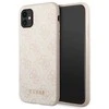 Guess GUHCN61G4GFPI Apple iPhone 11 6,1″ rožinės spalvos kietas dėklas 4G Metal Gold Logo