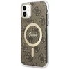 Apple iPhone 11 Guess dėklas 4G Print MagSafe + Belaidis Įkroviklis (GUBPP14LH4EACSP) rudos spalvos