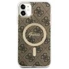 Guess Rinkinys GUBPN61H4EACSW Dėklas+ Įkroviklis Apple iPhone 11 6,1″ rudos spalvos kietas dėklas 4G Print MagSafe