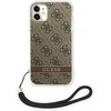„Guess“ GUOHCN61H4STW „Apple iPhone 11“ rudas kietas dėklas 4G su spauda ir dirželiu.