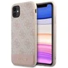 Guess GUHCN61G4GLPI Apple iPhone 11 6,1″/ Xr rožinės spalvos kietas dėklas 4G Stripe Collection