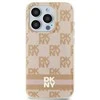 DKNY DKHMN61HCPTSP Apple iPhone 11 Xr 6.1 inch rožinės spalvos kietas dėklas IML Checkered Mono Pattern & Printed Stripe