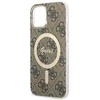 Guess Rinkinys GUBPP12MH4EACSW Dėklas+ Įkroviklis Apple iPhone 12/12 Pro rudos spalvos kietas dėklas 4G Print MagSafe