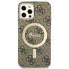 Guess Rinkinys GUBPP12MH4EACSW Dėklas+ Įkroviklis Apple iPhone 12/12 Pro rudos spalvos kietas dėklas 4G Print MagSafe