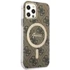 Guess Rinkinys GUBPP12MH4EACSW Dėklas+ Įkroviklis Apple iPhone 12/12 Pro rudos spalvos kietas dėklas 4G Print MagSafe