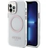 Guess GUHMP12MHTRMP Apple iPhone 12/12 Pro 6.1″ rožinės spalvos kietas dėklas Metal Outline Magsafe
