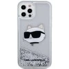 Karl Lagerfeld KLHCP12MLNCHCS Apple iPhone 12/12 Pro 6,1″ sidabrinis kietas dėklas Glitter Choupette Head