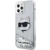Karl Lagerfeld KLHCP12MLNCHCS Apple iPhone 12/12 Pro 6,1″ sidabrinis kietas dėklas Glitter Choupette Head