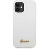 Guess GUHCP12SLSLMGWH Apple iPhone 12 mini 5,4″ baltos spalvos kietas dėklas Metal Logo Script