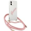 Guess GUHCP12SCRTVSPI Apple iPhone 12 mini 5,4″ rožinės spalvos kietas dėklas Script Vintage