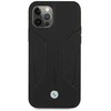 BMW BMHCP12LRSCSK Apple iPhone 12 Pro Max 6,7″ juodos spalvos kietas dėklas Leather Perforate Sides
