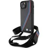 Dėklas BMW BMHCP15S23 PSVTK Apple iPhone 15 14 13 6.1″ juodos spalvos kietas dėklas M Edition Carbon Tricolor Lines & S