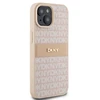 DKNY DKHCP15SPRTHSLP Apple iPhone 15 14 13 6.1 inch rožinės spalvos kietas dėklas Leather Mono Stripe & Metal Logo