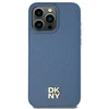 DKNY DKHMP15SPSHRPSB Apple iPhone 15 14 13 6.1 inch mėlynas kietas dėklas Leather Pattern Metal Logo MagSafe