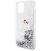 Apple iPhone 13 / 14 / 15 Hello Kitty dėklas Liquid Glitter Charms Kitty Head (HKHCP15SLIKHET) sidabrinės spalvos