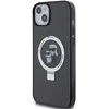Karl Lagerfeld KLHMP14SHMRSKCK Apple iPhone 14/ 15 / 13 6.1″ juodos spalvos kietas dėklas Ring Stand Karl&Choupet