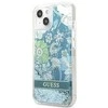 Apple iPhone 13 Guess dėklas Flower Liquid Glitter (GUHCP13MLFLSN) žalios spalvos
