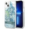Guess GUHCP13MLFLSN Apple iPhone 13 / 14 / 15 6,1″ žalias kietas dėklas Flower Liquid Glitter