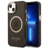 Guess GUHMP13MHTCMK Apple iPhone 13 / 14 / 15 6.1″ juodos spalvos kietas dėklas Gold Outline Translucent MagSafe