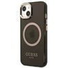 Guess GUHMP13MHTCMK Apple iPhone 13 / 14 / 15 6.1″ juodos spalvos kietas dėklas Gold Outline Translucent MagSafe