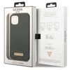 Apple iPhone 13 Guess Dėklas silikoninis Logo Plate MagSafe (GUHMP13MSBPLA) žalios spalvos