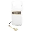Dėklas GUESS HARD CASE GUHCP13SKB4GBR IPHONE 13 MINI RUDA DIRŽELĖ CHARM SKAIDRUS