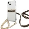 „Guess“ GUHCP13SKC4GBGO Apple iPhone 13 mini 5,4" skaidrus kietas dėklas 4G rudos spalvos dirželis auksinis grandinėlė
