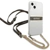 „Guess“ GUHCP13SKC4GBGO Apple iPhone 13 mini 5,4" skaidrus kietas dėklas 4G rudos spalvos dirželis auksinis grandinėlė
