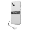 GUESS KIETAS DĖKLAS GUHCP13SKB4GGR IPHONE 13 MINI PILKAS DIRŽELĖ CHARM SKAIDRUS