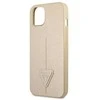 Guess GUHCP13SPSATLE iPhone 13 mini 5,4 colio mažesnis/smėlio spalvos kietas dėklas SaffianoTriangle logotipas