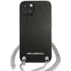 Apple iPhone 13 Mini Karl Lagerfeld dėklas odinis Textured And Chain (KLHCP13SPMK) juodos spalvos