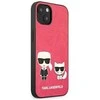Apple iPhone 13 Mini Karl Lagerfeld dėklas Ikonik Karl & Choupette (KLHCP13SPCUSKCP) rožinės spalvos