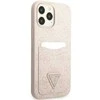 Guess GUHCP13LP4TPP Apple iPhone 13 Pro / 13 6,1″ rožinės spalvos kietas dėklas 4G Triangle Logo Cardslot