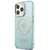 Guess GUHMP13LHTCMB Apple iPhone 13 Pro / 13 6,1″ mėlynas kietas dėklas Gold Outline Translucent MagSafe