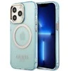 Guess GUHMP13LHTCMB Apple iPhone 13 Pro / 13 6,1″ mėlynas kietas dėklas Gold Outline Translucent MagSafe