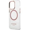 Apple iPhone 13 Pro Guess Dėklas Metal Outline Magsafe (GUHMP13LHTRMP) rožinės spalvos