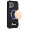 Guess GUHMP13LLSLMGBK Apple iPhone 13 Pro / 13 6,1″ juodos spalvos kietas dėklas Silicone Script Gold Logo MagSafe