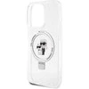 Apple iPhone 13 Pro Karl Lagerfeld dėklas Ring Stand Karl&Choupettte MagSafe (KLHMP13XHMRSKCH) baltos spalvos