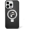 Apple iPhone 13 Pro Karl Lagerfeld dėklas Ring Stand Karl&amp;Choupettte MagSafe (KLHMP13LHMRSKCK) juodos spalvos