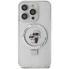 Karl Lagerfeld KLHMP13LHMRSKCH Apple iPhone 13 Pro / 13 6.1″ baltos spalvos kietas dėklas Ring Stand Karl&Choupettt