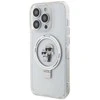 Apple iPhone 13 Pro Karl Lagerfeld dėklas Ring Stand Karl&Choupettte MagSafe (KLHMP13XHMRSKCH) baltos spalvos
