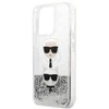 Apple iPhone 13 Pro Karl Lagerfeld dėklas Liquid Glitter Karl&Choupette Head (KLHCP13LKICGLS) sidabrinės spalvos
