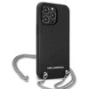 Karl Lagerfeld KLHCP13LPMK Apple iPhone 13 Pro / 13 6,1″ kietas dėklas juodos spalvos Leather Textured and Chain