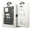 Apple iPhone 13 Pro Karl Lagerfeld odinis dėklas Monogram Patch And Cord Iconik (KLHCP13LCMNIPK) juodos spalvos