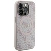 Apple iPhone 13 Pro Max Guess dėklas 4G Collection odinis Metal Logo MagSafe (GUHMP13XG4GFRP) rožinės spalvos